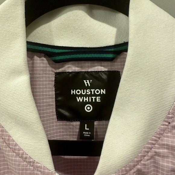 Houston White Lightweight Ribstop Windowpane Bomber Jacket Size L Purple & White - Picture 6 of 6